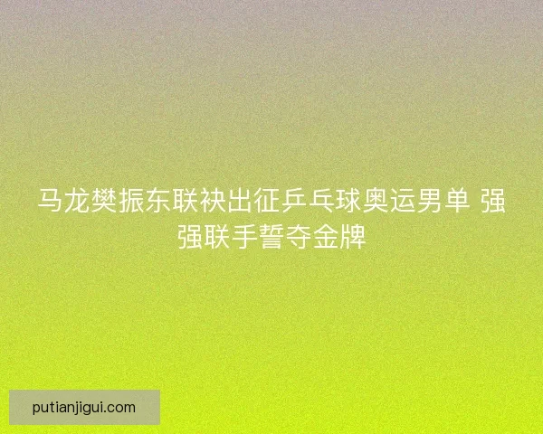 马龙樊振东联袂出征乒乓球奥运男单 强强联手誓夺金牌